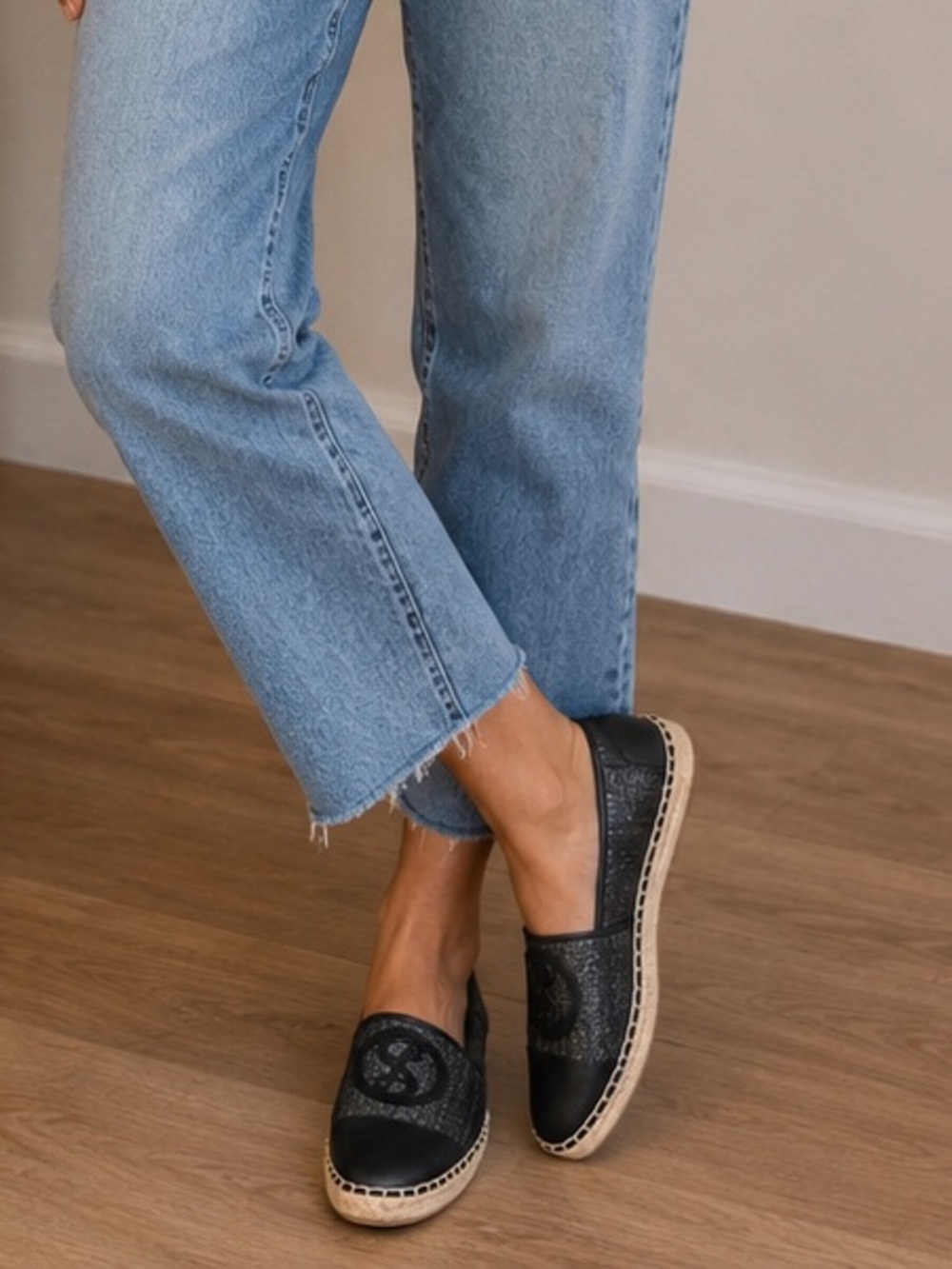 Sam & Libby Black Espadrille Slip-On Flats Size 10